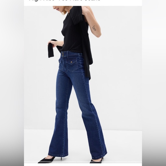 Gap 70’s Flare High Rise Dark Indigo size 31 - Picture 2 of 7